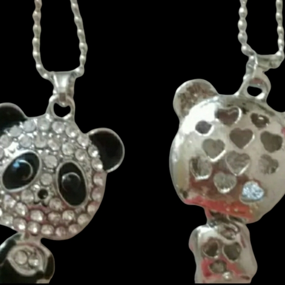 NEW Moveable Panda Bear Necklace Silver and Black - Picture 5 of 8